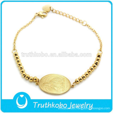 TKB-B0059 18K Solid Gold Madonna Virgin Mary Bracelet Gold Filled Engrave